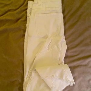 White jean. Frayed cuff